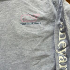 Vineyard Vines Light Blue Shirt with Pink Logo